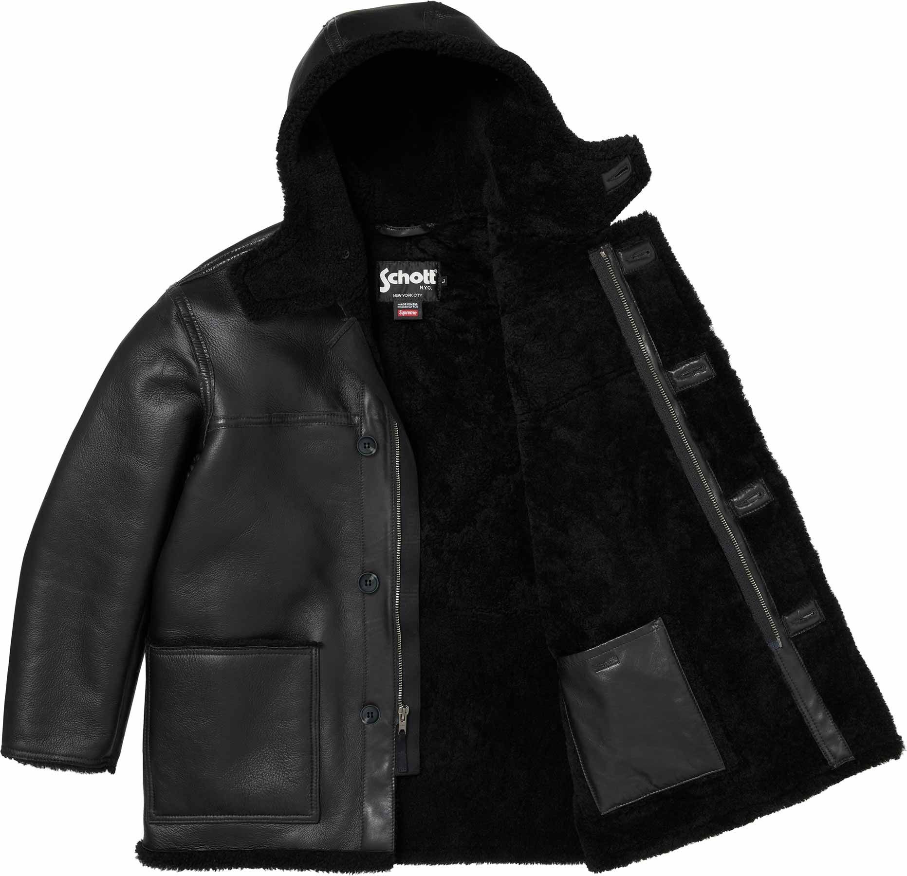 Supreme®/Schott® Hooded Shearling Coat view 9